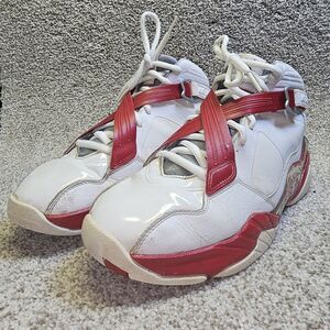Nike Mens Air Jordan 8.0 White Red Sz 9.5 467807-101 Bulls Retro 2008 Playoff
